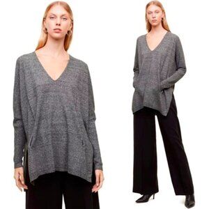 BABATON ARITZIA Baylor Wool Sweater Vneck Charcoal Grey Pockets Women S/M Work